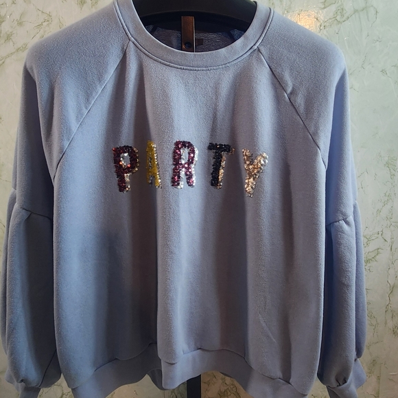 aerie Sequin PARTY Crew Sweatshirt - Picture 1 of 12